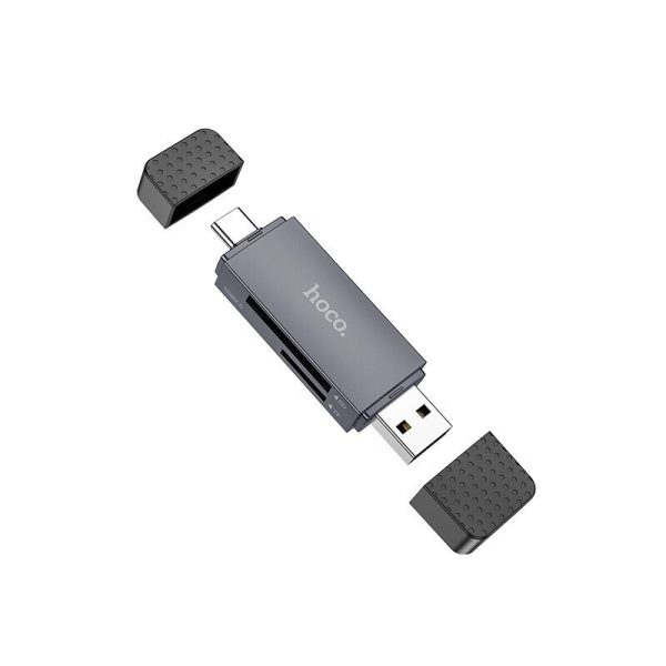 Hoco Card Reader 2in1 Usb A + Type C 2.0 Metal Gray - HOCO