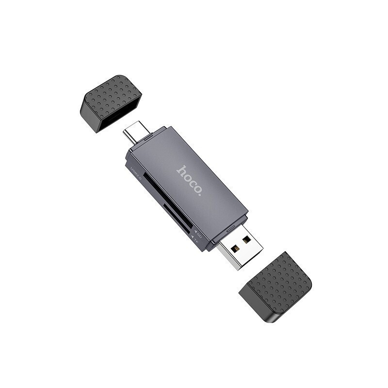 Hoco Card Reader 2in1 Usb A + Type C 2.0 Metal Gray Hoco Card Reader 2in1 Usb A + Type C 2.0 Metal Gray - HOCO