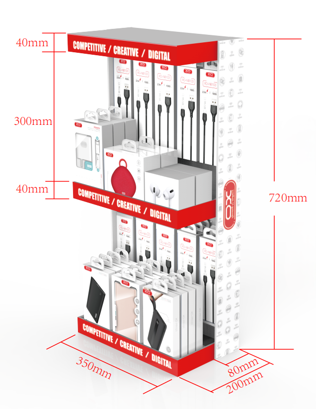 XO ZSJ002 Double deck desktop display rack 720x300x200 XO