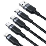 Joyroom S-A18 Braided USB to Lightning / Type-C / micro USB Cable 5A Μαύρο 1.2m