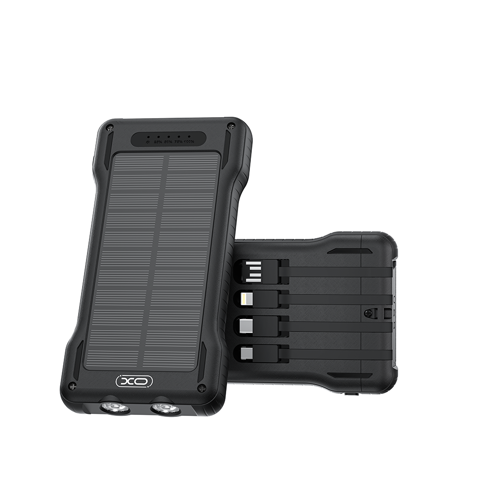 XO PR290 Solar Power Bank 10000mAh με 4 Eνσωματωμένα Καλώδια XO