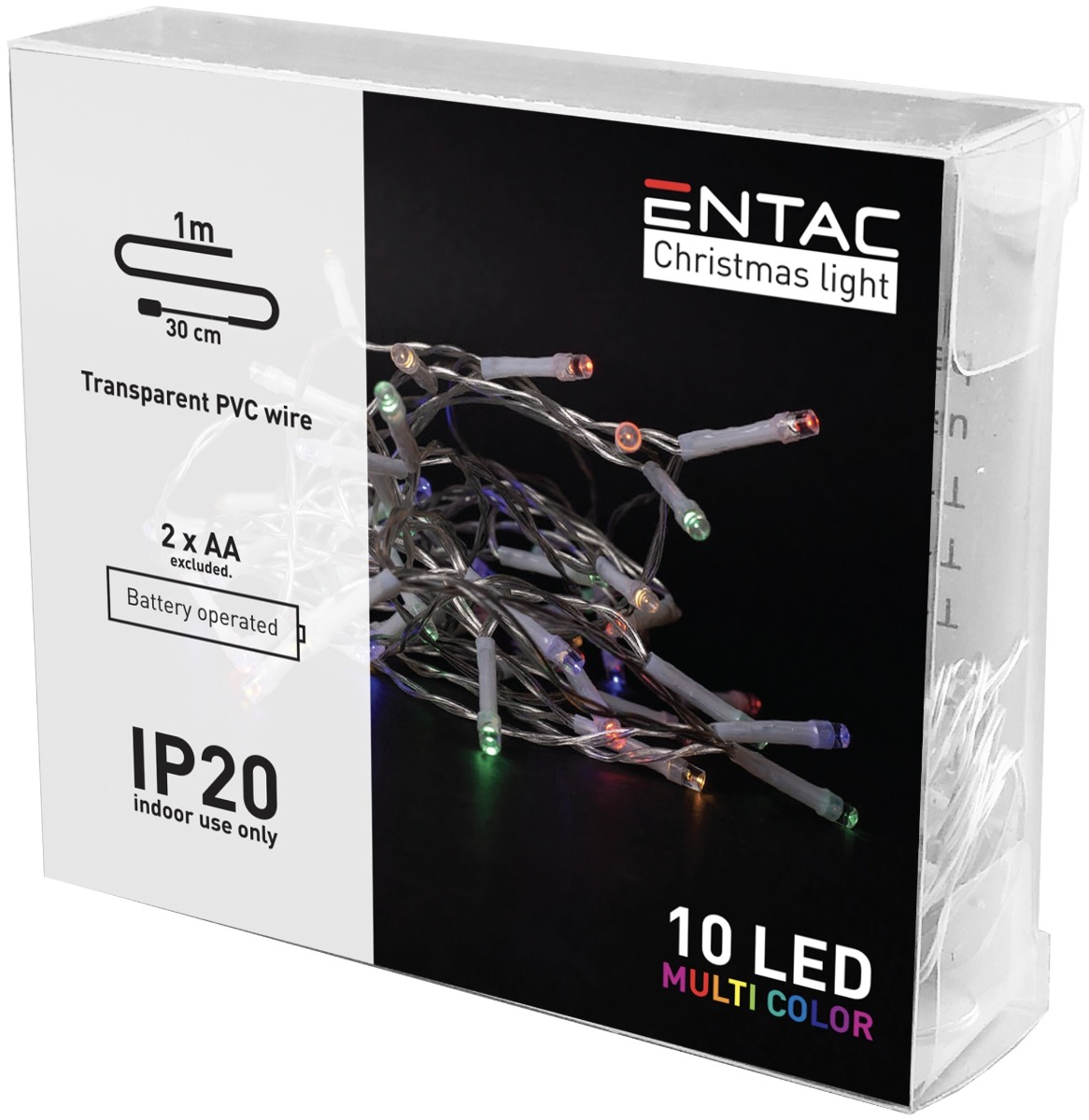 Entac Χριστουγεννιάτικα Εσωτερικά 10 LED Πολύχρωμα 1μ (2xAA Δεν περιλαμβ.) Entac