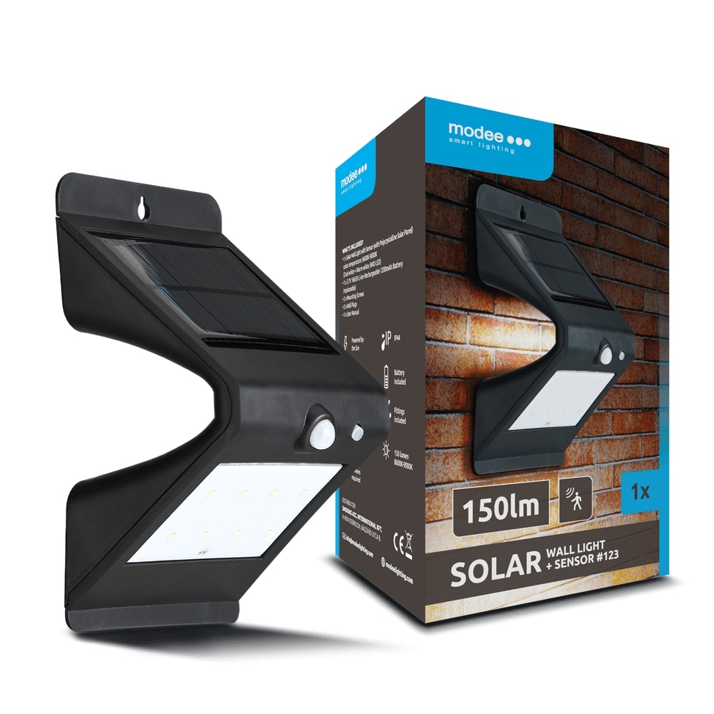 Modee Lighting LED Ηλιακό Επιτοίχιο Φωτιστικό + Αισθητήρας (150 lumen) Modee Lighting