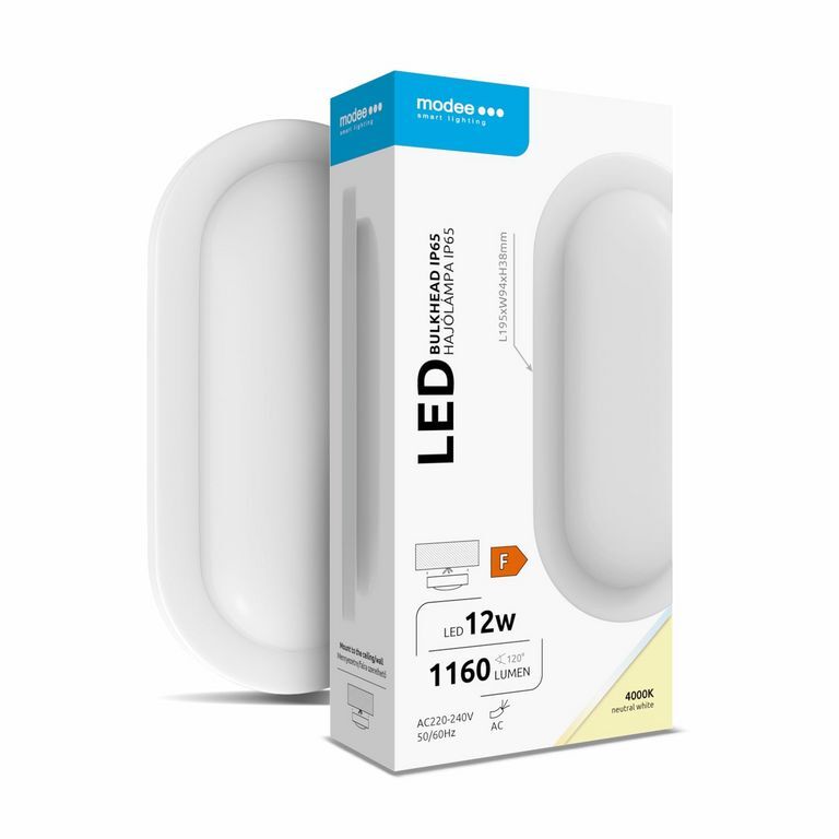 Modee LED Οβάλ Απλίκα 12W 4000K IP65 Λευκό ERP Modee Lighting