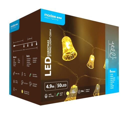 Modee Χριστουγεννιάτικα Φωτάκια LED με Τροφοδοτικό (50LED/4.9m/10cm) Θερμό Λευκό Modee Lighting