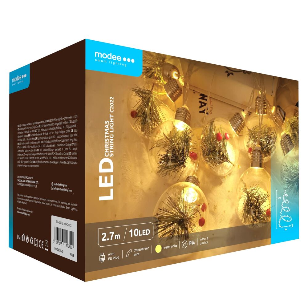 Modee Χριστουγεννιάτικα Φωτάκια LED με Βύσμα (10LED/300cm/30cm) Θερμό Λευκό Modee Lighting
