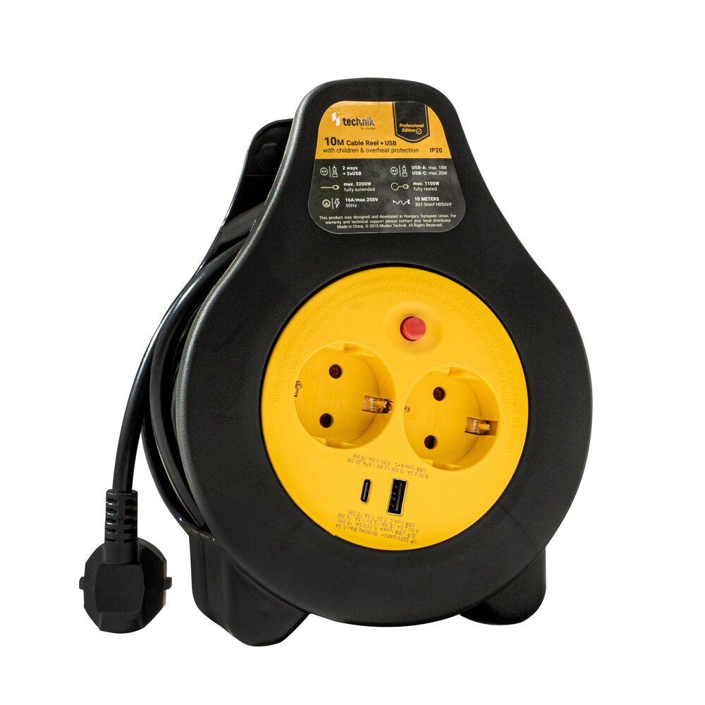 Technik Professional Στροφείο 2 Θέσεων +1 x USB-A +1 x USB-C 10m 1