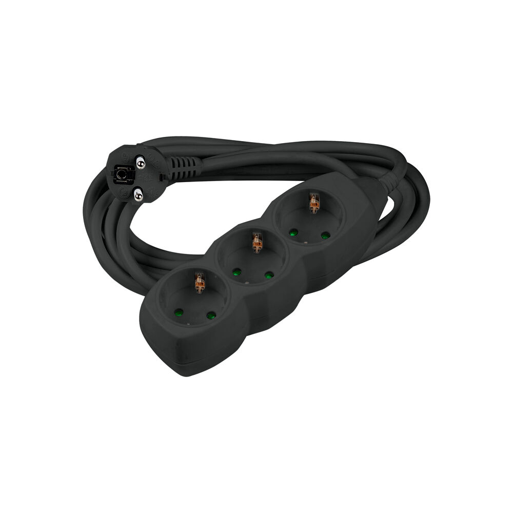 Technik Πολύπριζο 3 Θέσεων με Καλώδιο Χαλκού 1.5 mm² 16A Μαύρο 3m Technik