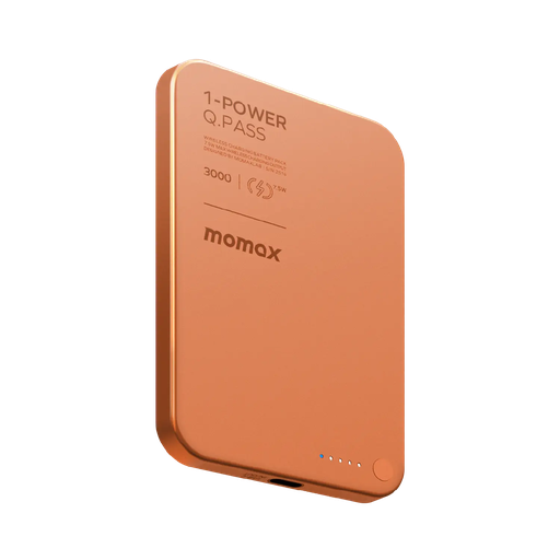 1-POWER Q.PASS 3000mAh Slim Magnetic Wireless Battery Pack (Orange) Momax