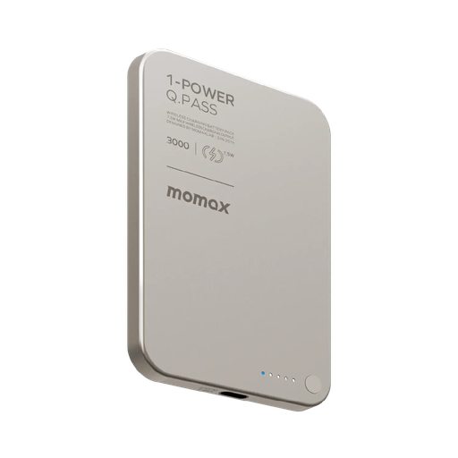 1-POWER Q.PASS 3000mAh Slim Magnetic Wireless Battery Pack (Titanium) Momax