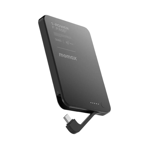 1-Power F.Pass⁺ 5000mAh Magnetic Battery Pack with Built-in Cable Black Momax