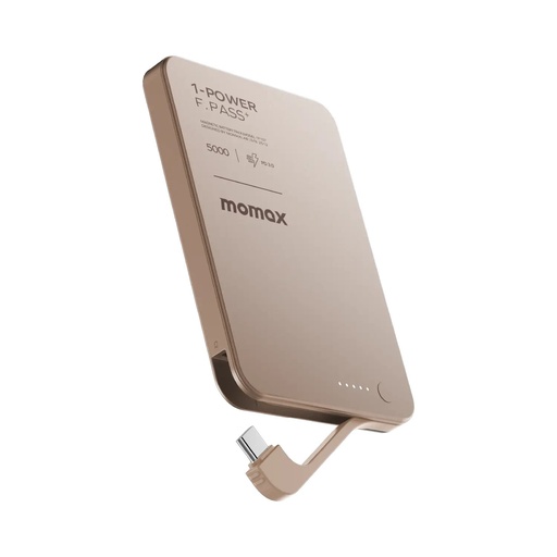 1-Power F.Pass⁺ 5000mAh Magnetic Battery Pack with Built-in Cable Sandstone Momax