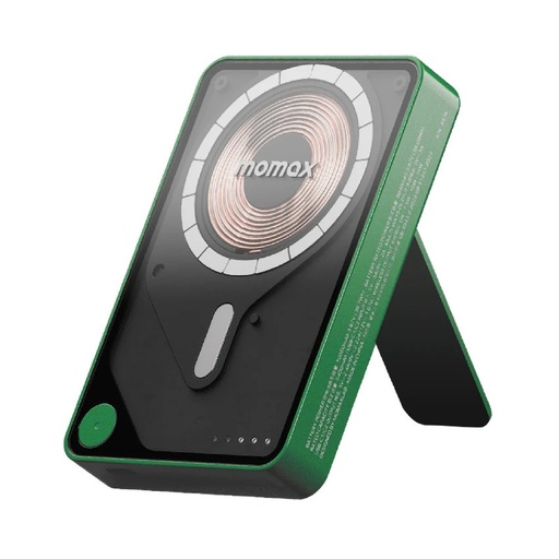 1-Power X Pro+ Magnetic Wireless Power Bank 10000mAh With Built-In USB-C Cable Green Momax