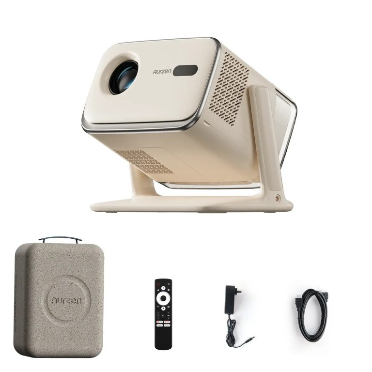 Aurzen BOOM mini Google TV Smart Projector Beige Case Bundle - Aurzen