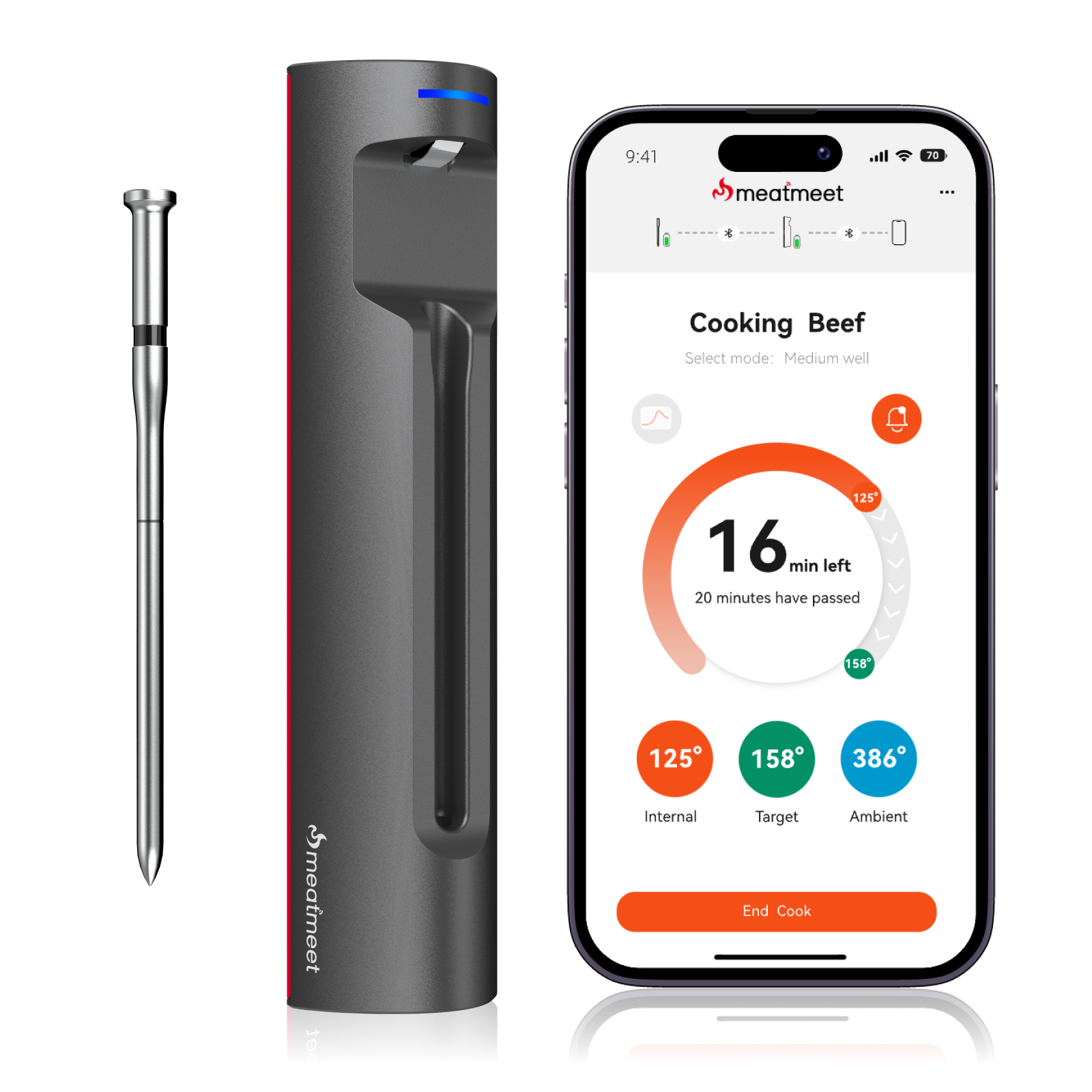 Meatmeet Pro Wireless Meat Thermometer – 6 Sensors & Bluetooth Meatmeet