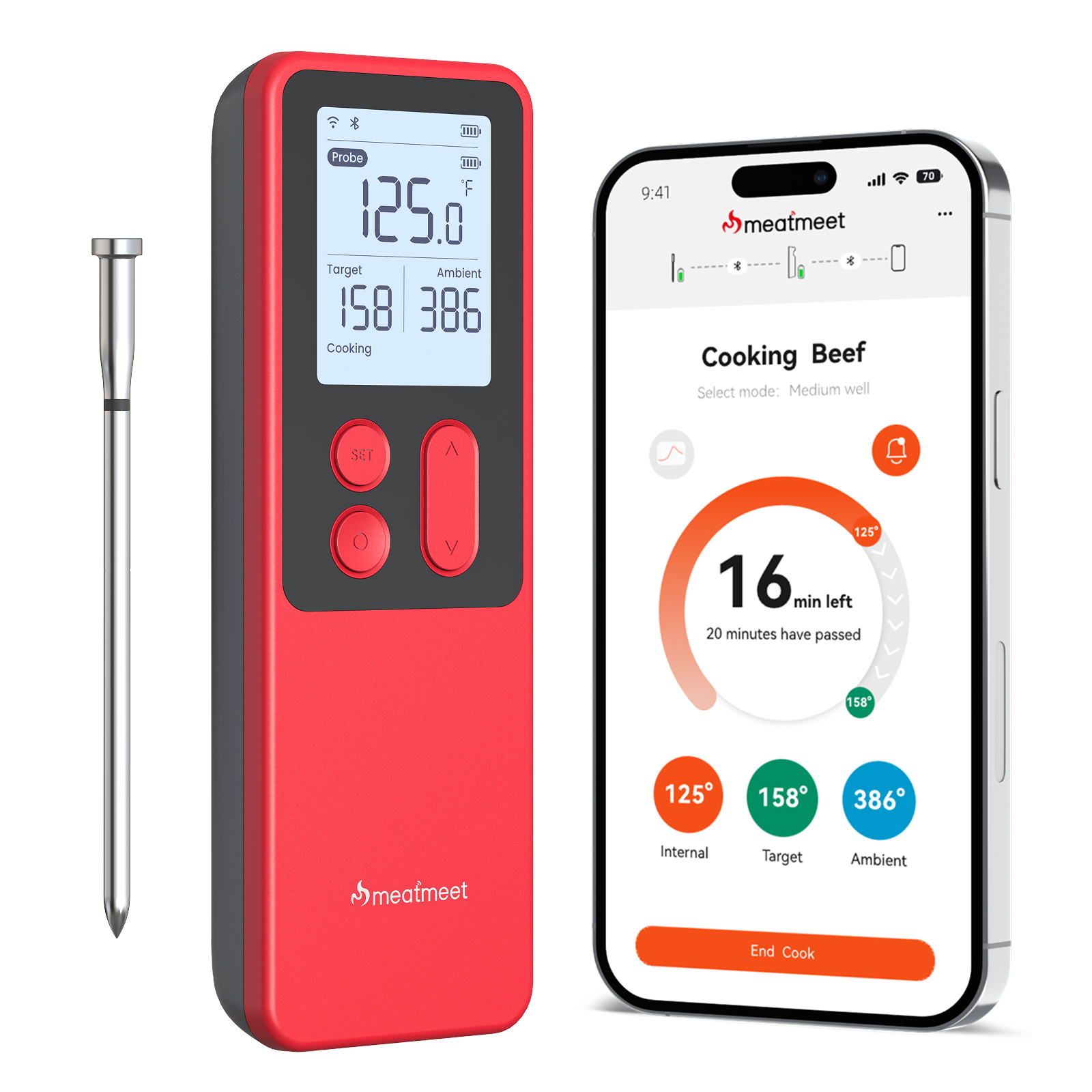 Meatmeet S Pro Smart Wireless Meat Thermometer – Wi‑Fi & Bluetooth Meatmeet
