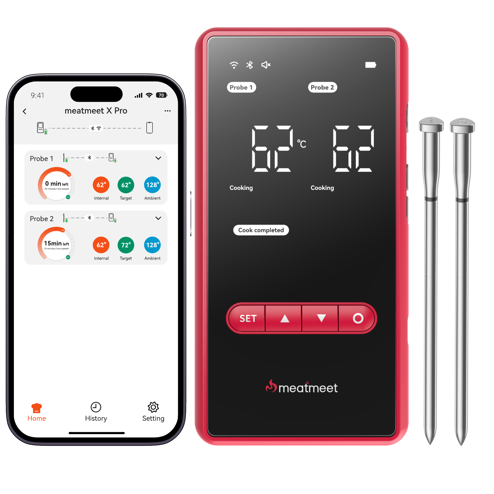 Meatmeet X Pro Dual‑Probe Smart Meat Thermometer – Wi‑Fi & Bluetooth Meatmeet