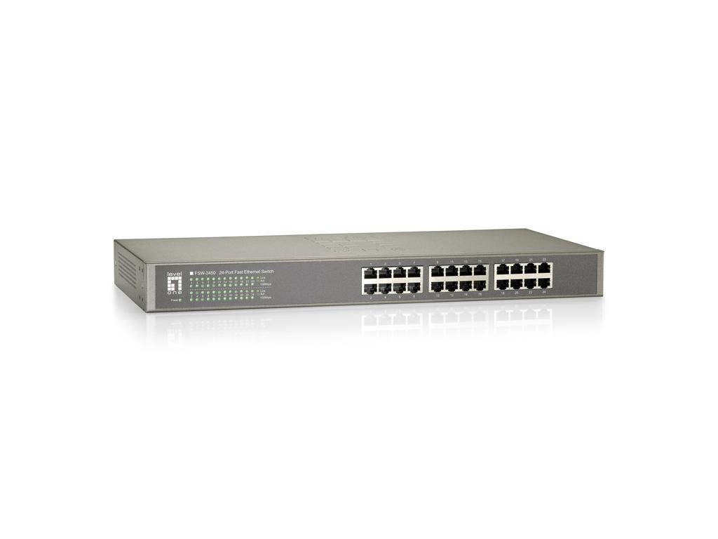 SWITCH ETH 24P 100MB LEVEL ONE RACKMOUNTED FANLESS - Repairland