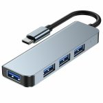 Tech-Protect V1-HUB USB 3.0 Hub 4 Θυρών με σύνδεση USB-C & Θύρα Φόρτισης Γκρι - Tech-Protect