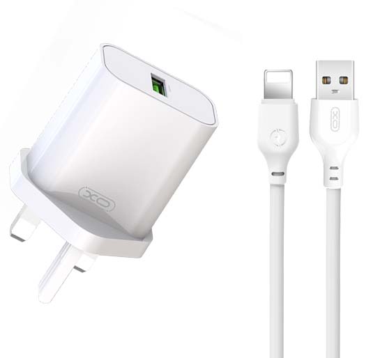 XO L103 (UK) QC3.0 18W Φορτιστής με Καλώδιο Lightning (NB103) XO