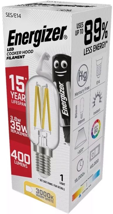 Energizer BEC LED Filament Λάμπα Απορροφητήρα 4W E14 400lm 3000K Θερμό Λευκό Energizer