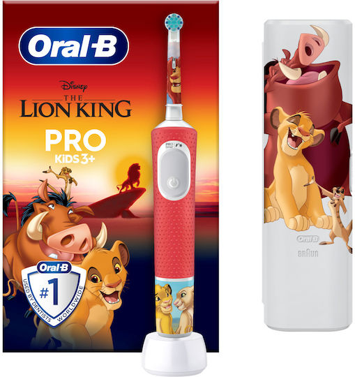 Oral-B Vitality Pro Παιδική Ηλεκτρική Οδοντόβουρτσα με Χρονόμετρο για 3+ Χρονών Lion King & Θήκη Ταξιδιού Oral-B