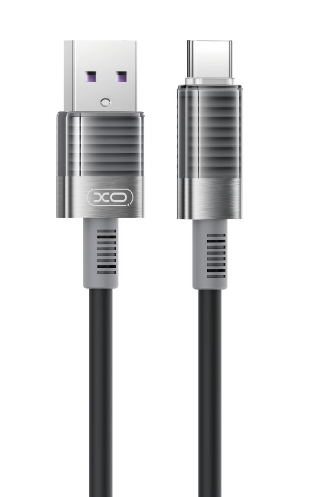 XO NB282 Καλώδιο Γρήγορης Φόρτισης Σιλικόνης 6A Type-C Μαύρο XO