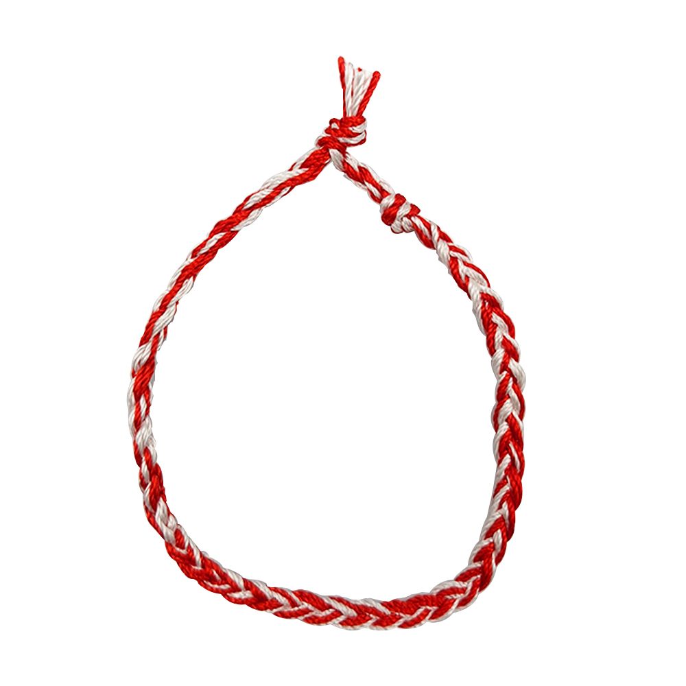 Χειροποίητο Βραχιόλι Μάρτης Πλεξούδα Unisex Κόκκινο-Λευκό DS Crystal
