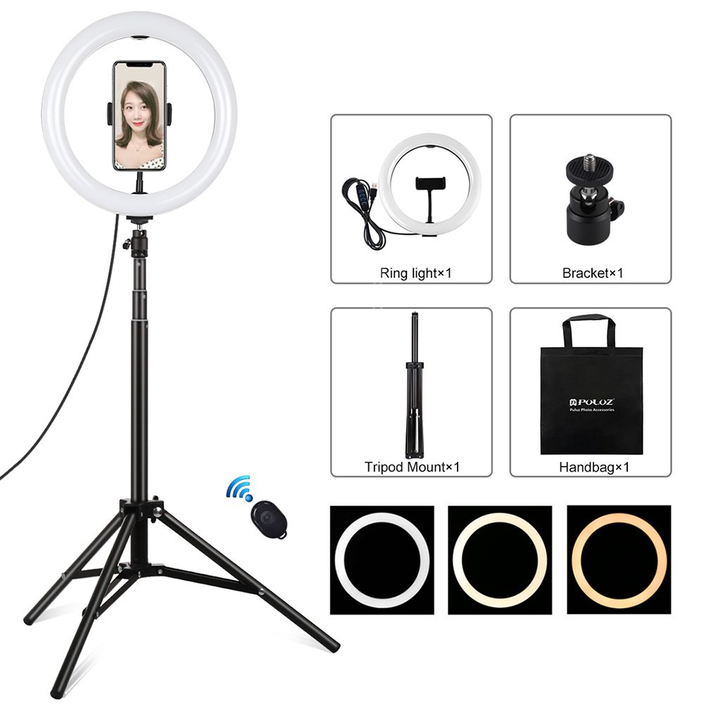Ring Light Puluz 10.2" 26cm με Τρίποδο Δαπέδου 1.65m και Βάση για Κινητό Puluz