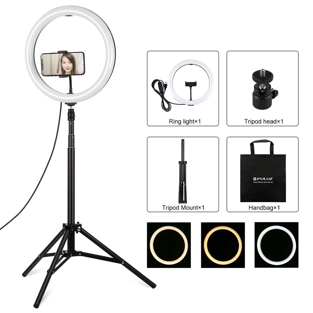 Ring Light Puluz 11.8" 30cm με Τρίποδο Δαπέδου 1.65cm και Βάση για Κινητό Puluz