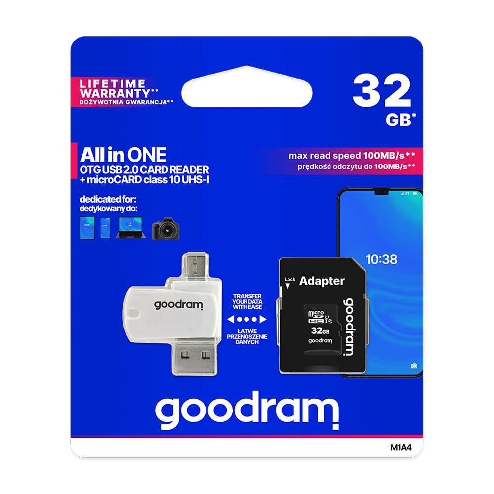 Κάρτα Μνήμης GoodRam 32GB microSDHC cl. 10 UHS-I + adapter + card reader Λευκό GoodRAM