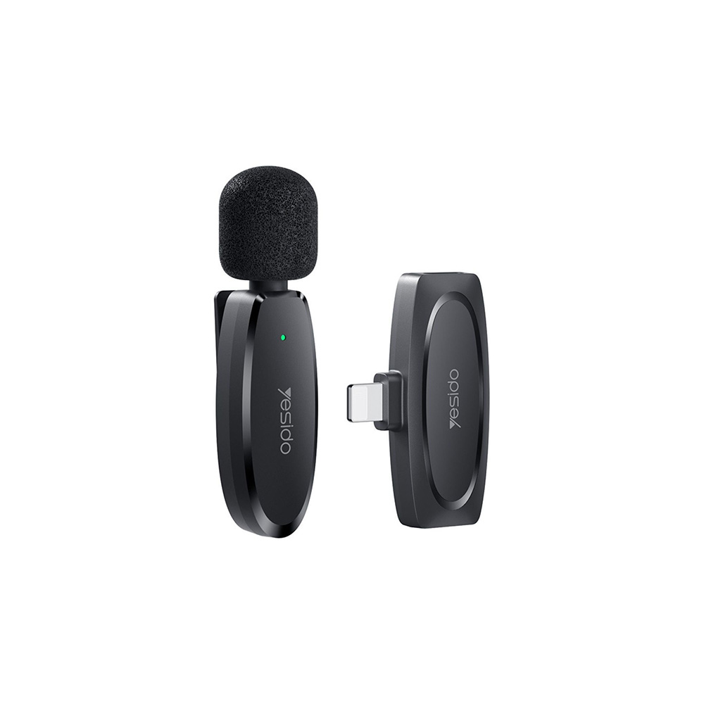 Yesido Ασύρματο Μικρόφωνο Πέτου KR12 1-σε-1 Lightning με Ai Noise Reduction Μαύρο Yesido