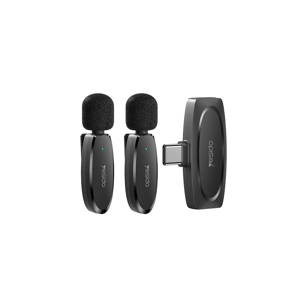 Yesido Ασύρματο Μικρόφωνο Πέτου KR13 2-σε-1 Type-C με Ai Noise Reduction Μαύρο Yesido