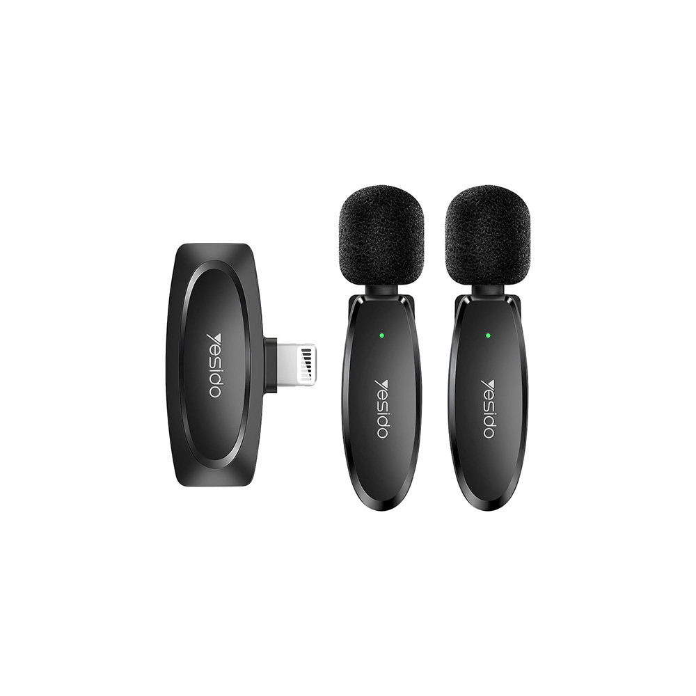 Yesido Ασύρματο Μικρόφωνο Πέτου KR14 2-σε-1 Lightning με Ai Noise Reduction Μαύρο Yesido