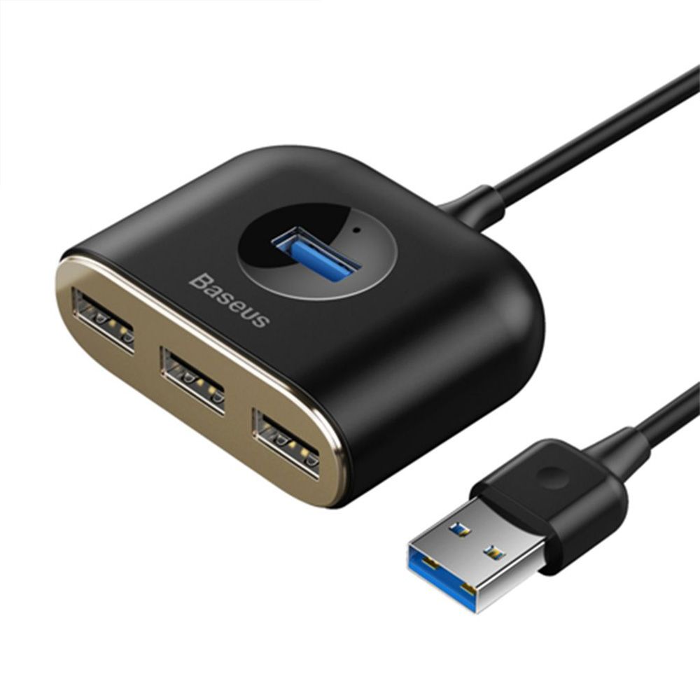 Baseus Square round 4 in 1 USB HUB Adapter (1xUSB3.0 & 3xUSB2.0) 1m Black Μαύρο Baseus
